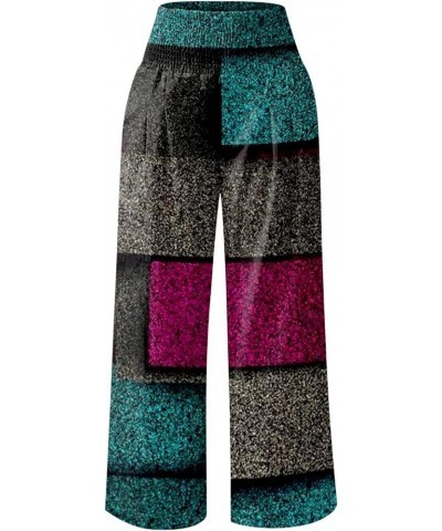 Women's Pants Fashion Printed High Waisted Pants Stretchy Lightweight Wide Leg Palazzo Trousers, S-3XL 4-dark Green $7.97 Pants