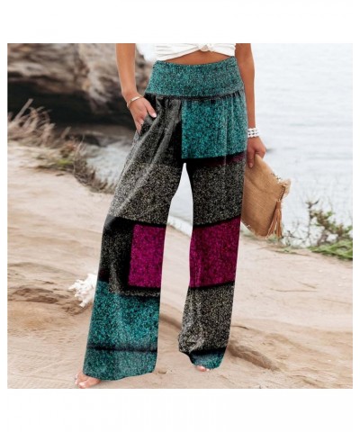 Women's Pants Fashion Printed High Waisted Pants Stretchy Lightweight Wide Leg Palazzo Trousers, S-3XL 4-dark Green $7.97 Pants