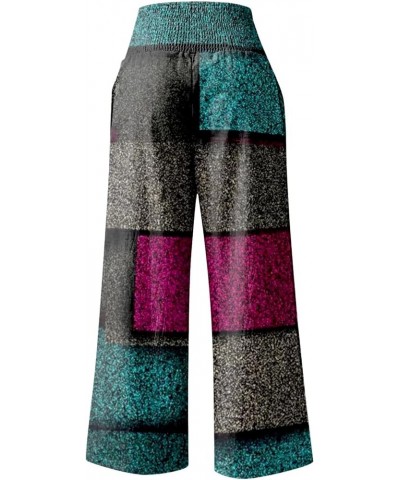 Women's Pants Fashion Printed High Waisted Pants Stretchy Lightweight Wide Leg Palazzo Trousers, S-3XL 4-dark Green $7.97 Pants