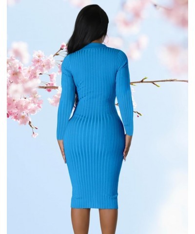 Women's Fashion Sexy Elegant Comfortable Fit Vital V-Neck Knitted Short Sleeve Dress 4390lblue $24.63 Dresses