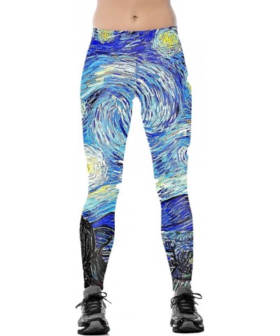 Women's Van Gogh Art Printed Soft High Waisted Stretch Depot Skinny Leggings Yoga Pants Van Gogh Starry Night $10.99 Leggings