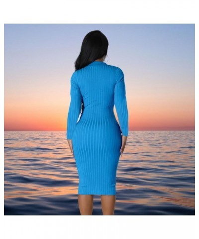 Women's Fashion Sexy Elegant Comfortable Fit Vital V-Neck Knitted Short Sleeve Dress 4390lblue $24.63 Dresses