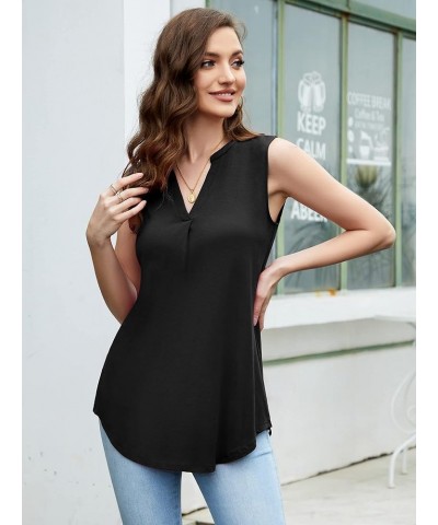 Women Summer Casual Short Sleeve T-Shirts V Neck Tops Short Sleeve Loose Fit Tunic Blouses Black $11.76 Tops