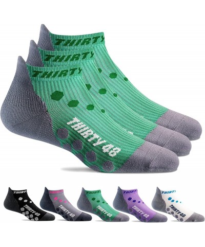 Compression Low Cut Running Socks for Men and Women | 15-20mmHg Compression Large [3 Pairs] Green/Gray $9.81 Activewear