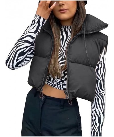 Women's Puffer Vest Women Winter Cropped Puffer Jacket Lightweight Parka Down Puffy Bubble Coat Warm Outerwear A-black $13.16...