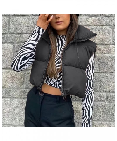 Women's Puffer Vest Women Winter Cropped Puffer Jacket Lightweight Parka Down Puffy Bubble Coat Warm Outerwear A-black $13.16...