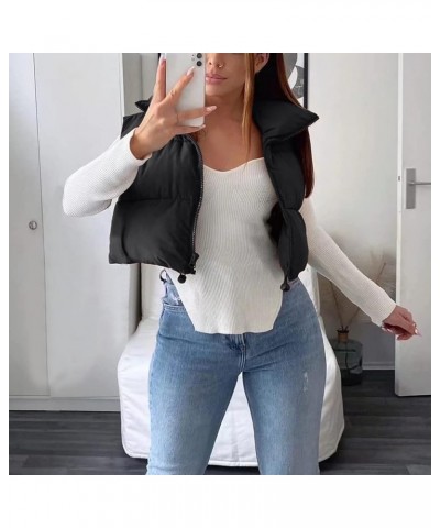 Women's Puffer Vest Women Winter Cropped Puffer Jacket Lightweight Parka Down Puffy Bubble Coat Warm Outerwear A-black $13.16...