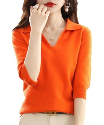 Women's Korean Style Cashmere Sweater Knit Top Orange $34.09 Sweaters