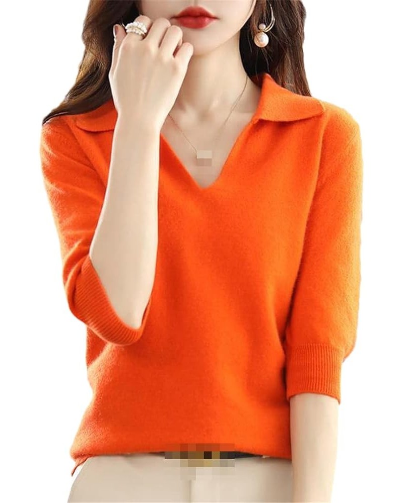 Women's Korean Style Cashmere Sweater Knit Top Orange $34.09 Sweaters