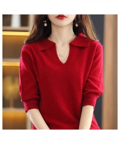 Women's Korean Style Cashmere Sweater Knit Top Orange $34.09 Sweaters