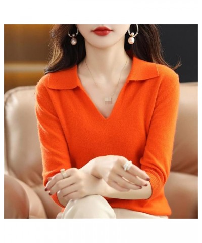 Women's Korean Style Cashmere Sweater Knit Top Orange $34.09 Sweaters