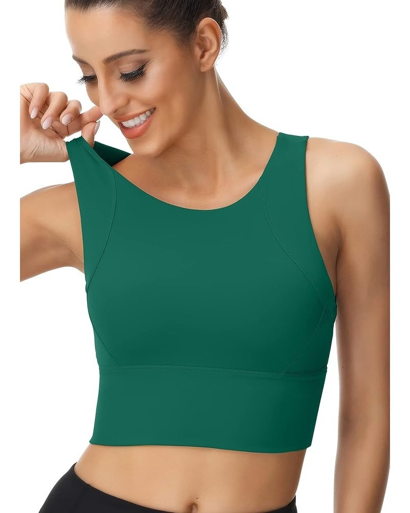 High Neck Sports Bra for Women Longline Full Coverage Sports Bras Medium Impact Padded Workout Crop Tops for Yoga Gym U-new L...