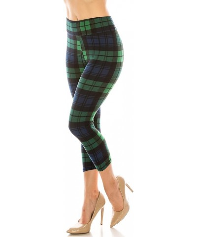 Women's Comfort Stretch Soft Solid Print 3" High Waist Band Active Capri Yoga Pants Leggings Black/Green $8.50 Others