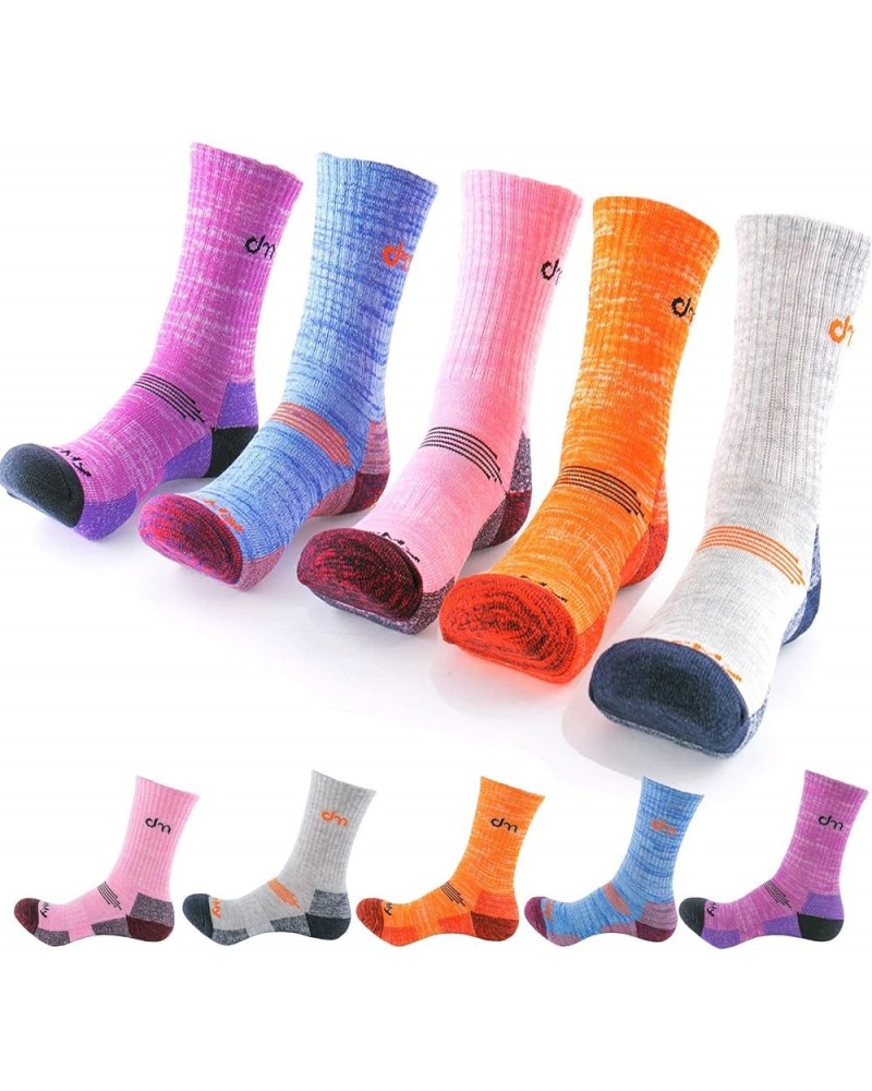 Athletic Hiking Socks for Women/Men Best Gifts/Cushioned Moisture Wicking Sports Socks(5Pairs) Orange/Grey/Purple/Blue/Pink -...