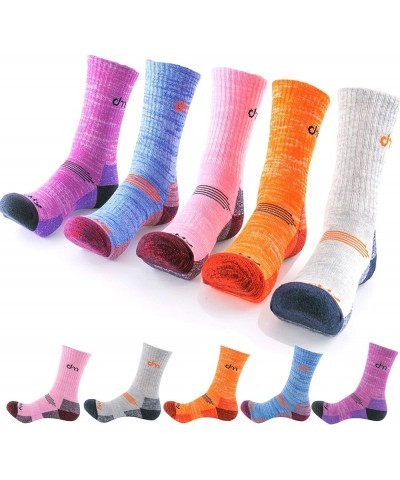 Athletic Hiking Socks for Women/Men Best Gifts/Cushioned Moisture Wicking Sports Socks(5Pairs) Orange/Grey/Purple/Blue/Pink -...