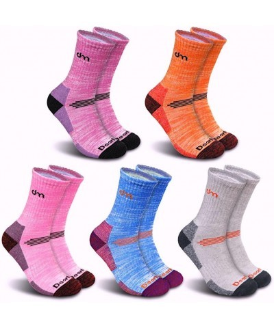 Athletic Hiking Socks for Women/Men Best Gifts/Cushioned Moisture Wicking Sports Socks(5Pairs) Orange/Grey/Purple/Blue/Pink -...