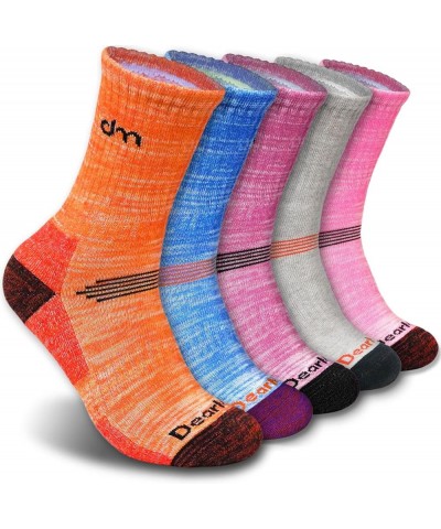 Athletic Hiking Socks for Women/Men Best Gifts/Cushioned Moisture Wicking Sports Socks(5Pairs) Orange/Grey/Purple/Blue/Pink -...