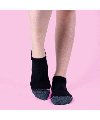 Womens Low Cut Cushioned Breathable Compression Ankle Socks with Arch Support 6 Pairs Black Purple Hearts $20.29 Activewear