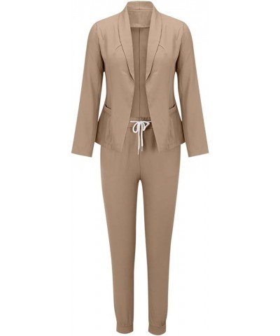 Women's Blazer Suits 2 Piece Work Pant Suit Business Jacket Office Lady Suits Sets 2023 Slim Fit Trouser Blazers 04khaki $6.9...