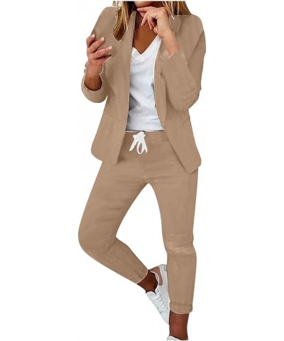 Women's Blazer Suits 2 Piece Work Pant Suit Business Jacket Office Lady Suits Sets 2023 Slim Fit Trouser Blazers 04khaki $6.9...