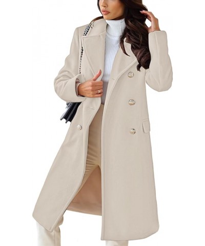 Women's Winter Jacket Double-Breasted Wool Blend Warm Long Trench Coat Off-white $21.15 Coats