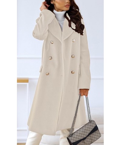 Women's Winter Jacket Double-Breasted Wool Blend Warm Long Trench Coat Off-white $21.15 Coats