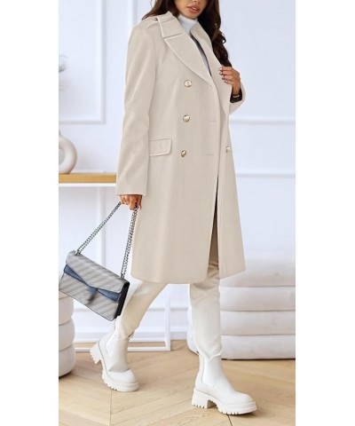 Women's Winter Jacket Double-Breasted Wool Blend Warm Long Trench Coat Off-white $21.15 Coats