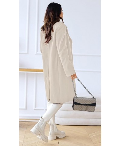 Women's Winter Jacket Double-Breasted Wool Blend Warm Long Trench Coat Off-white $21.15 Coats