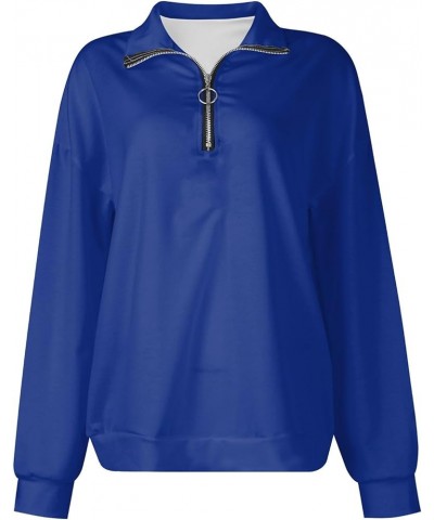 Womens Quarter Zip Pullover Causal Long Sleeve Zipper Sweatshirt Cute Loose Half Zip Sweater Trendy Fall Clothes B Blue $9.12...