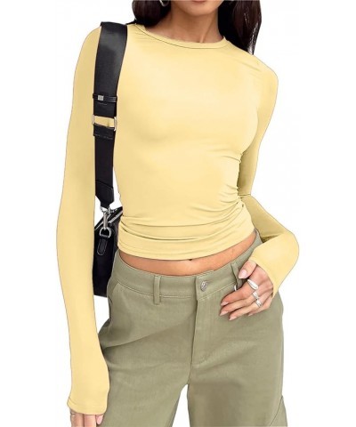 Women's Casual Crew Neck Sweatshirt Loose Soft Long Sleeve Pullover Tops Fleece for Women New-9-yellow $3.24 Shirts