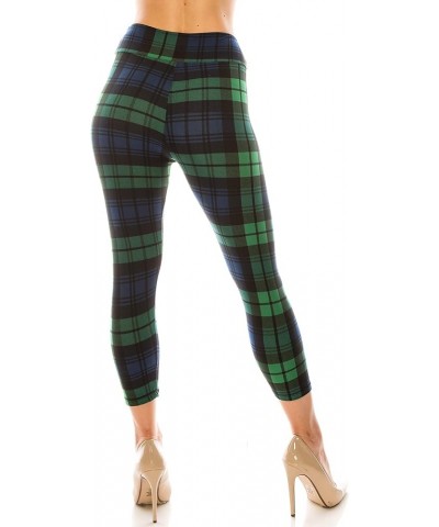 Women's Comfort Stretch Soft Solid Print 3" High Waist Band Active Capri Yoga Pants Leggings Black/Green $8.50 Others