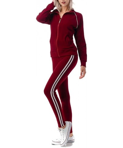 Women's 3 Piece Workout Set Tracksuit For Women- Full Zip Active Hoodie Jacket-Raceback Tank & Leggings Track-burgundy $14.23...