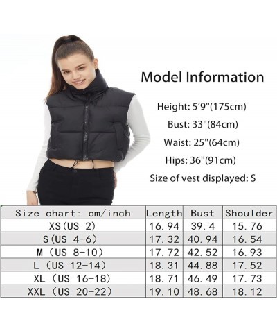 Women's Winter Padded Vest High Stand Collar Lightweight Sleeveless Crop Puffer Gilet Coat Black-pockets $12.31 Jackets