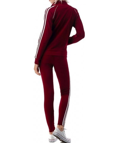 Women's 3 Piece Workout Set Tracksuit For Women- Full Zip Active Hoodie Jacket-Raceback Tank & Leggings Track-burgundy $14.23...