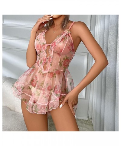 Lace Babydoll Lingerie Sexy Mini Chemise Negligees Halter Nightgown Mesh See Through Sleepwear Nighty Teddy Nightdress Z23111...