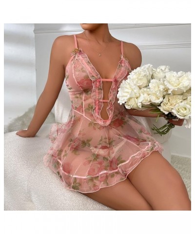 Lace Babydoll Lingerie Sexy Mini Chemise Negligees Halter Nightgown Mesh See Through Sleepwear Nighty Teddy Nightdress Z23111...