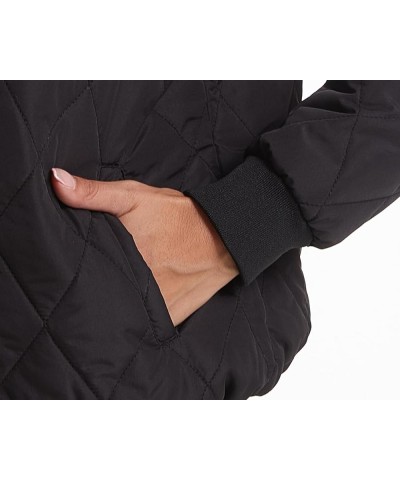 Women's Quilted Jacket Zip up Long Sleeve Coats Casual Bomber Jacket with Pockets Black $25.51 Jackets