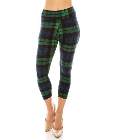 Women's Comfort Stretch Soft Solid Print 3" High Waist Band Active Capri Yoga Pants Leggings Black/Green $8.50 Others