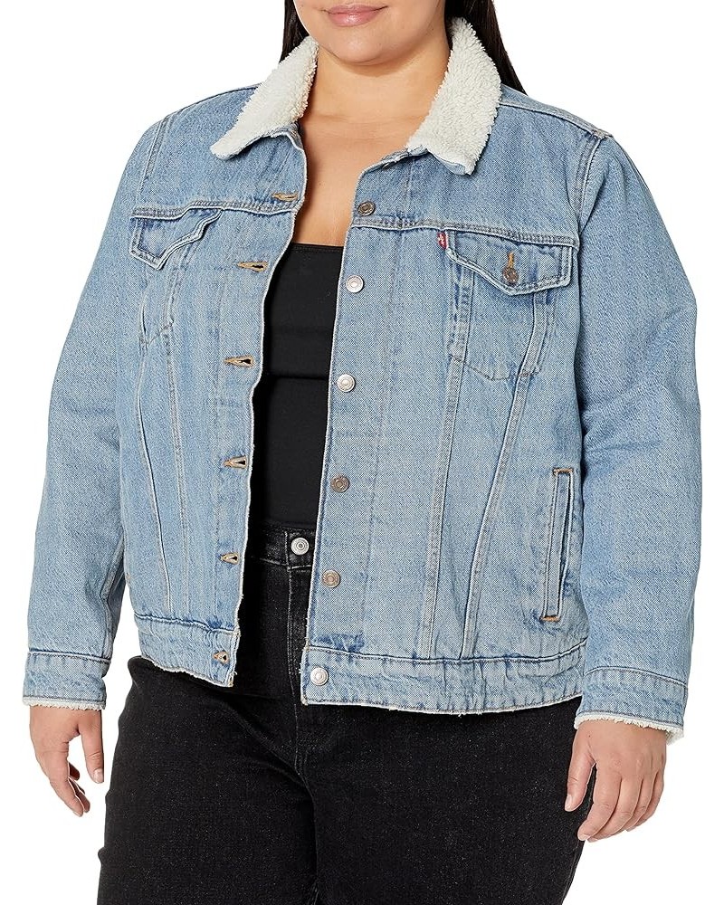 Women's Original Sherpa Trucker Jackets (Also Available in Plus) Plus Size Meadow Mist Corduroy $37.17 Others