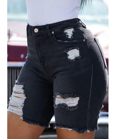 Women Summer Frayed Ripped Bermuda Shorts Distressed Denim Jeans Short Black $20.79 Shorts