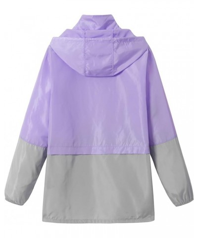 Women-Rain Jacket-Hood Waterproof-Lightweight Windbreak-Packable — Cute RainCoats Travel Polka Dot Ladies With Pouch Greypurp...