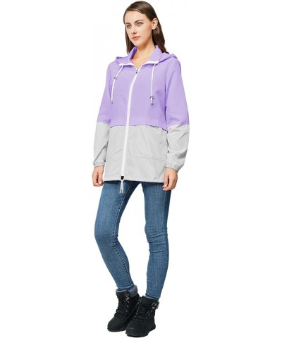 Women-Rain Jacket-Hood Waterproof-Lightweight Windbreak-Packable — Cute RainCoats Travel Polka Dot Ladies With Pouch Greypurp...