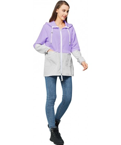 Women-Rain Jacket-Hood Waterproof-Lightweight Windbreak-Packable — Cute RainCoats Travel Polka Dot Ladies With Pouch Greypurp...