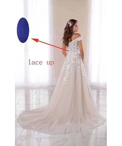 Wedding Dress for Bride with Lace Appliques Tulle Women Dress Off Shoulder Beach Bride Dress White $38.48 Dresses