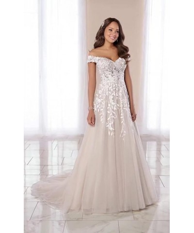 Wedding Dress for Bride with Lace Appliques Tulle Women Dress Off Shoulder Beach Bride Dress White $38.48 Dresses