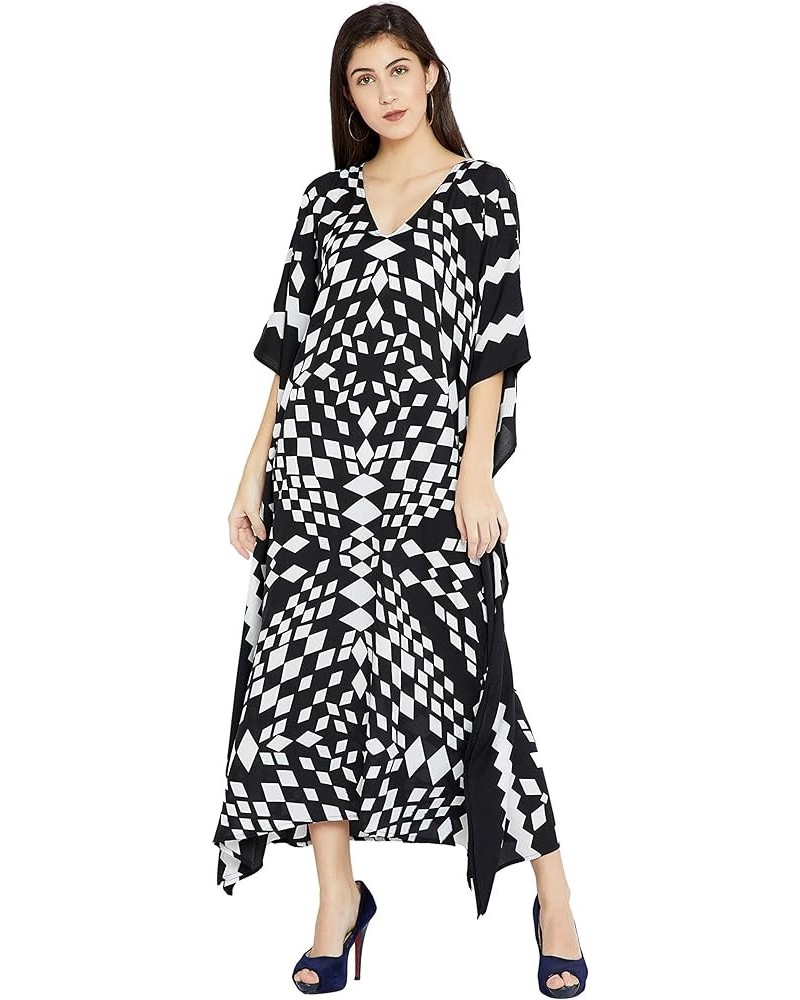 Gypsie Blu Women Long Maxi Plus Size Polyester Kaftan Caftan Gown Beach Party Casual Dress Black Casual $10.19 Swimsuits