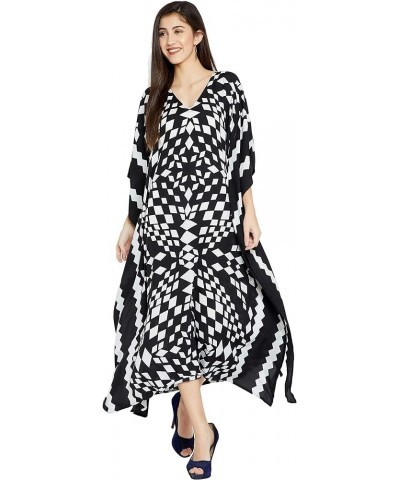 Gypsie Blu Women Long Maxi Plus Size Polyester Kaftan Caftan Gown Beach Party Casual Dress Black Casual $10.19 Swimsuits