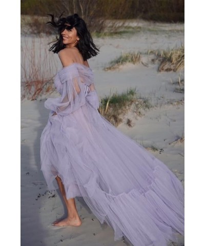 Off Shoulder Tulle Prom Dresses Puffy Sleeve Long Sweetheart A-Line Formal Evening Party Gowns Peacock $38.22 Dresses