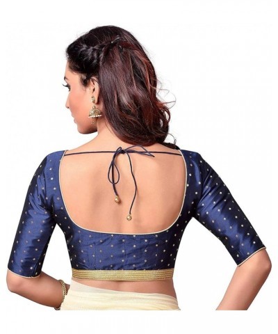 Ethnic View Readymade Blouse for Saree Indian Padded Choli Saree Blouse for Women Readymade Navy Blue 412 $26.54 Blouses