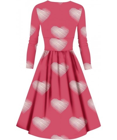 Valentines Day Dresses for Women Long Sleeve Cocktai Swing Party Prom Dress Heart Print Cosplay Costumes Outfits 00f-pink $11...